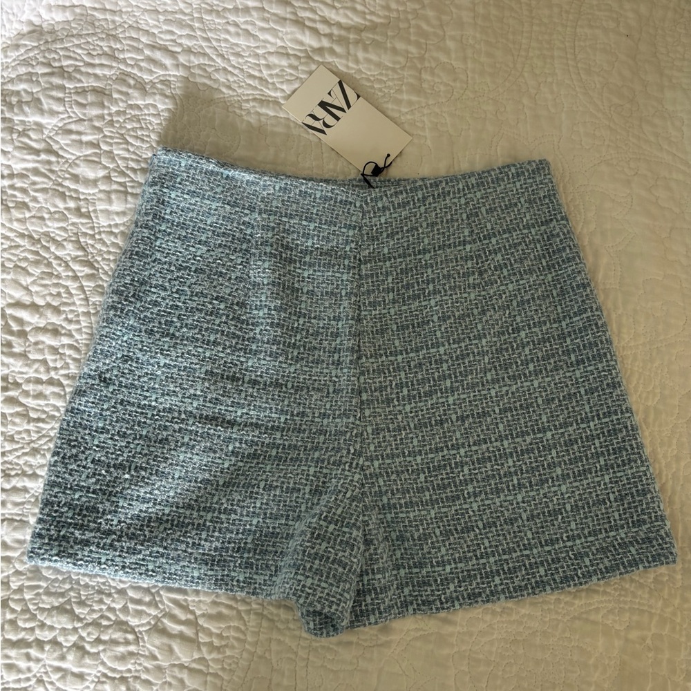 Zara Blue Tweed Skort - Picture 2 of 5